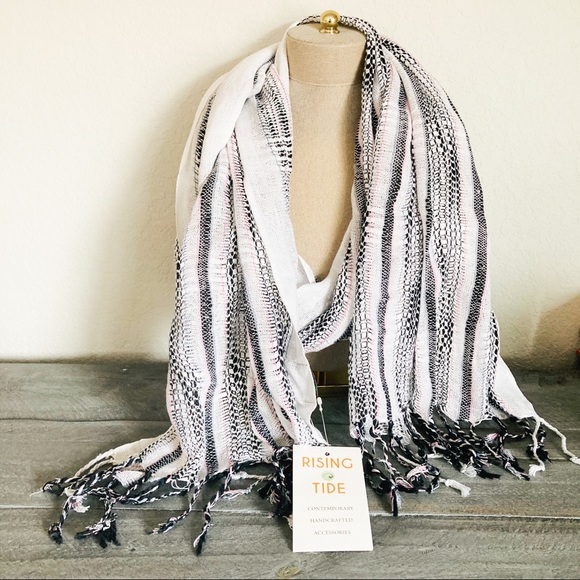 White, Black, & Pink Sparkle Scarf! - Picture 2 of 9